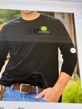 NWT Men’s John Deere Black Crew Neck Long Sleeve Tee Green Embroidered Logo XXL